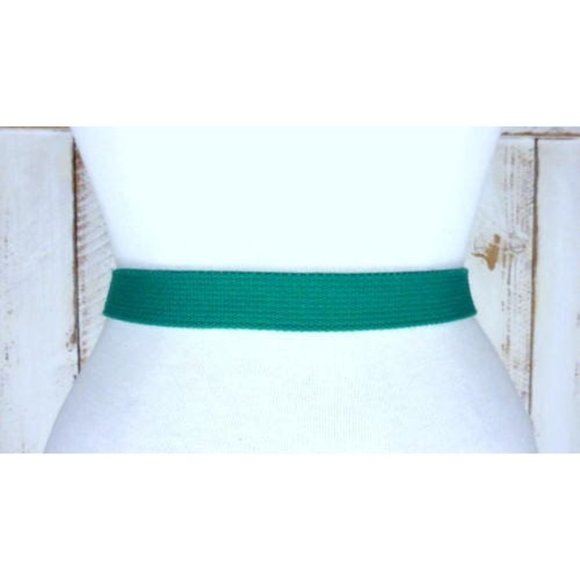 Vintage green canvas leather belt brass buckle chord belt Charter Club belt - Picture 4 of 5